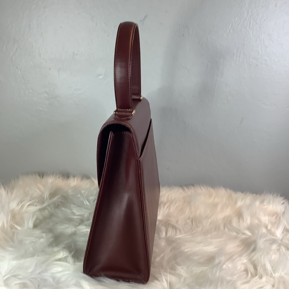 RETRO! 👜👜CARTIER Must Bordeaux Leather Handbag/Kelly Bag - Picture 6 of 13